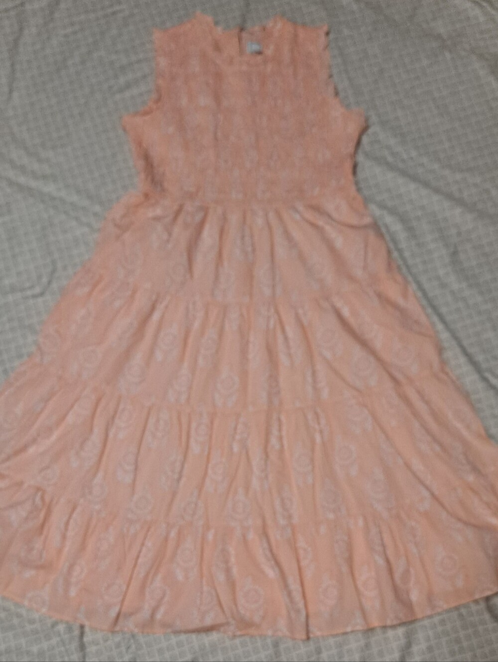 Crown & Ivy Sleeveless Peach Floral Tiered Dress Womens 14